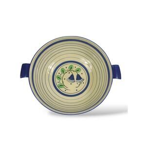 Myott Son & Co England Vegetable Serving Dish VTG 10" Blue Flower Stripes Rare